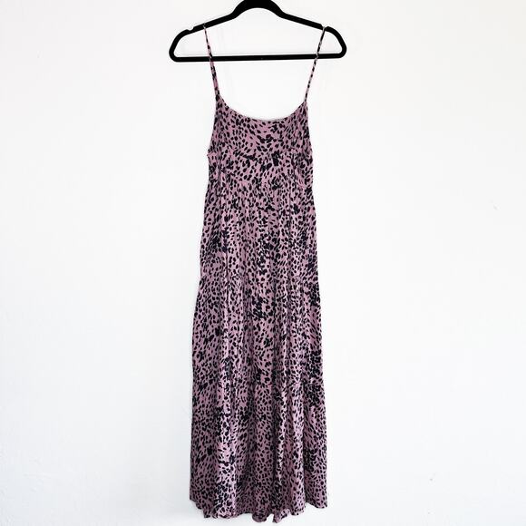 Stillwater Memz Pebbles Pink Cheetah Leopard Print Tiered Leg Slit Maxi Dress XS - Picture 9 of 13